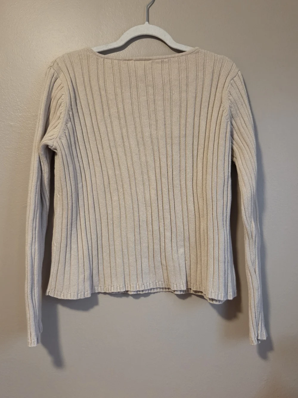 Liz Clairborne Cream Ribbed Cable-Detail Crewneck Sweater